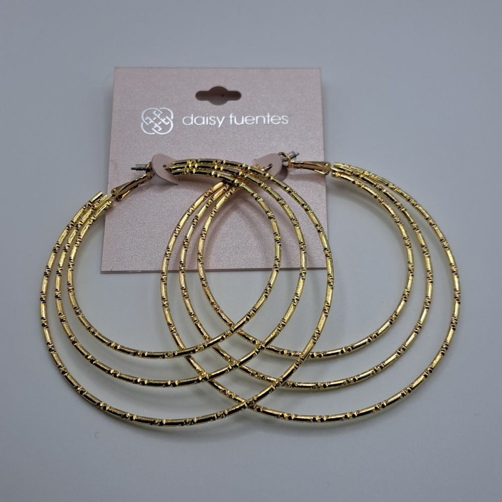 Daisy Fuentes Gold Tone Hoop Earrings